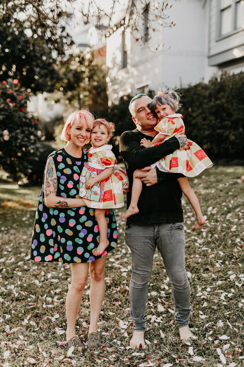 Sherri with her husband, Max Bemis, and their daughters Lucy and Coraline. Photo: Alex Modisette