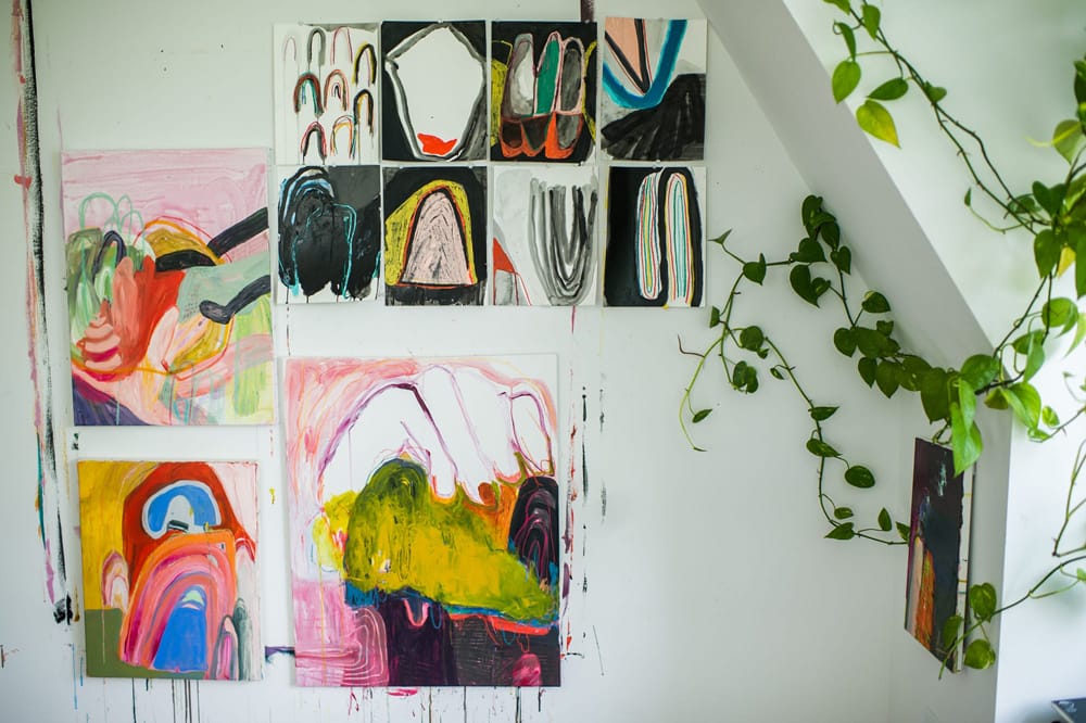 Work by Kaylan Buteyn displayed in her home studio space