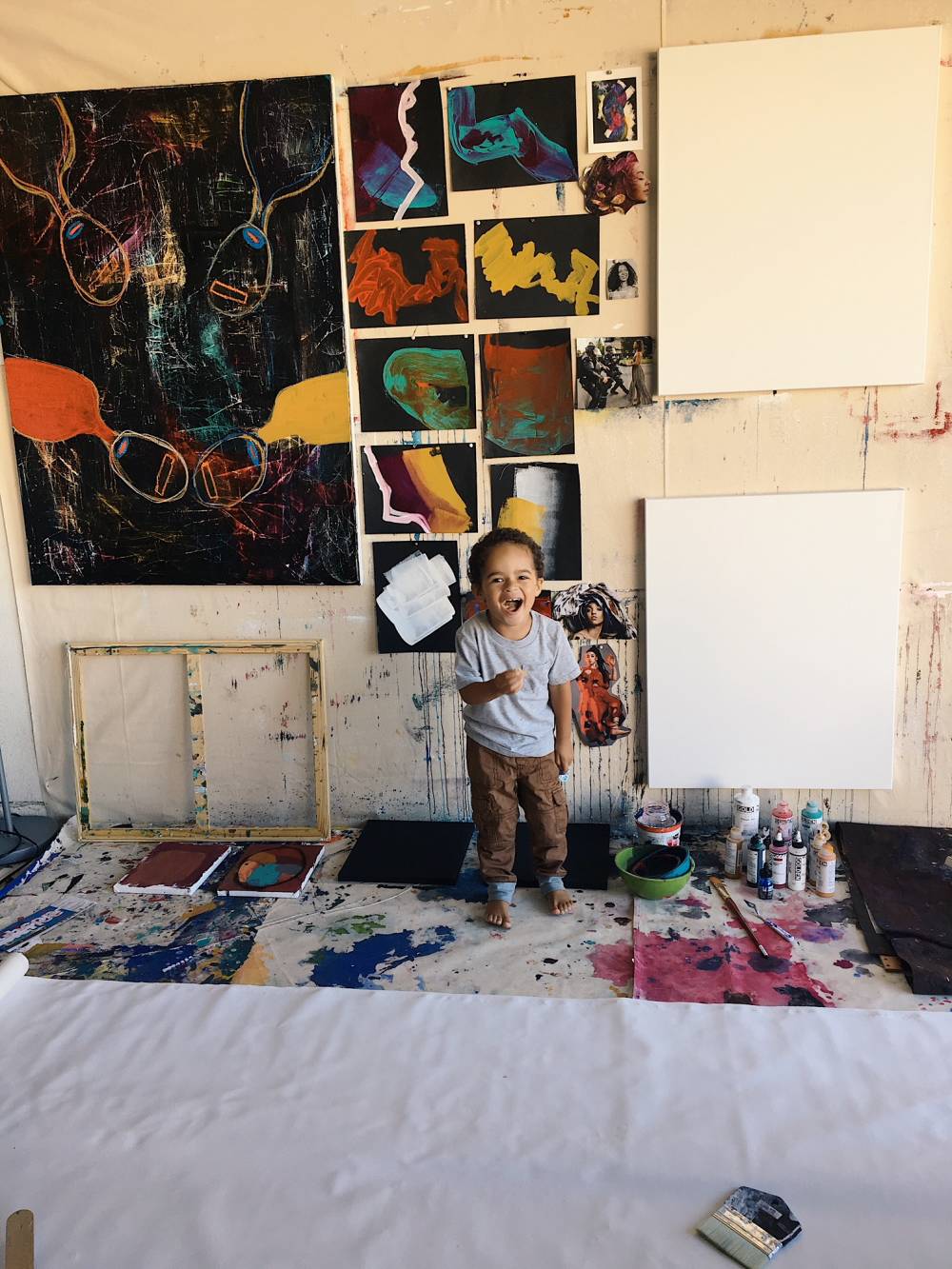 A'Driane's son, Austin in her studio.
