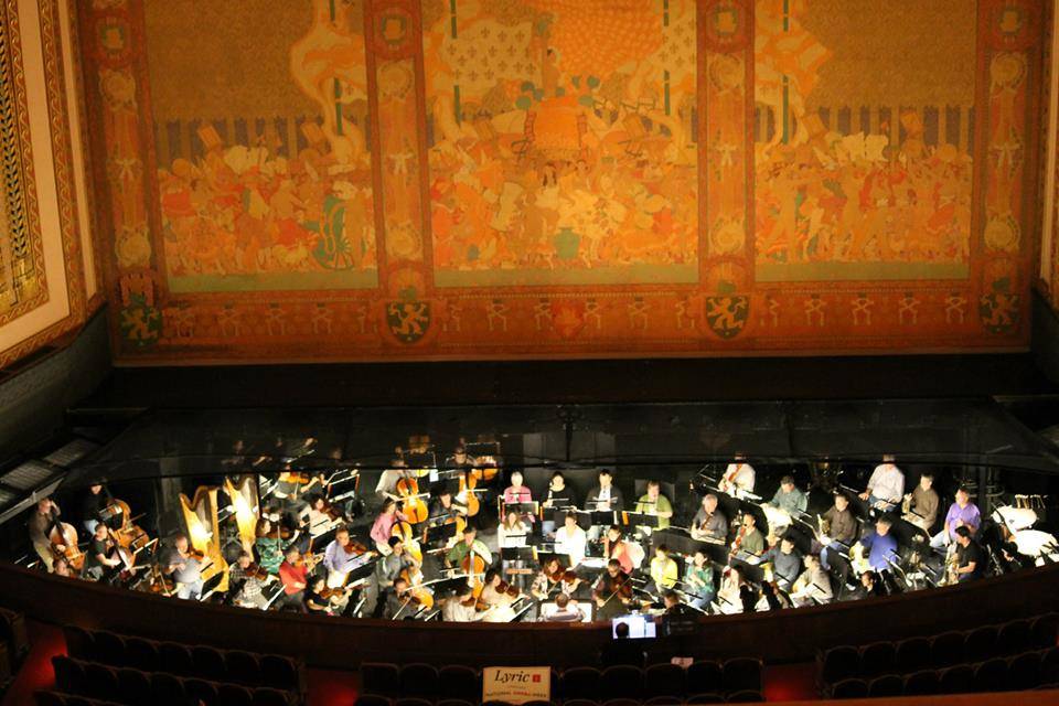 In the orchestra pit at the Lyric Opera of Chicago.