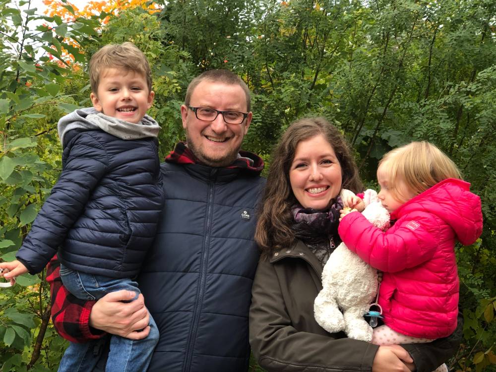 Violist Mary-Kathryn Stevens-Toffin with her husband Olivier and their kids Noah and Eva. 