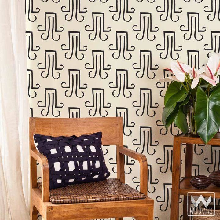 'Glyph' removable wallpaper by Christine Joy Design for Wallternatives